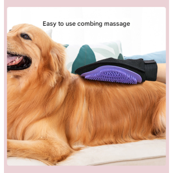 Purple 3-Pack Gentle Pet Grooming Glove - Deshedding, Bathing & Massage Mitt for Dogs & Cats, Breathable & Adjustable