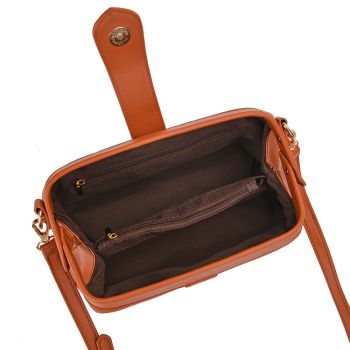 Brown Chic Vintage Inspired PU Leather Crossbody Bag - Small Frame Doctor Style Purse with Adjustable Strap