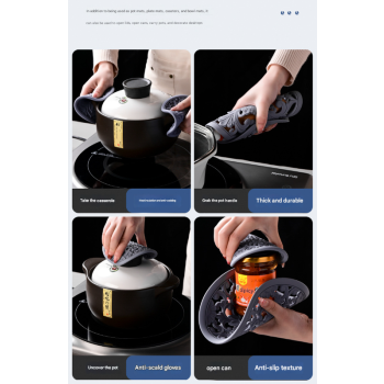 Elegant Floral Silicone Trivet Mat Set (3-Pack, Dark Purple) - Heat Resistant, Non-Slip Kitchen Hot Pads & Pot Holders