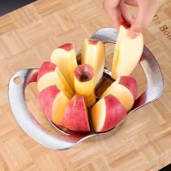 Silver Premium Apple Slicer Corer - Heavy Duty Stainless Steel Fruit Cutter, 8-Slice Divider Kitchen Gadget