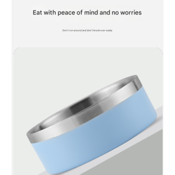 Silver Premium 304 Stainless Steel Pet Bowl (32oz) - Non-Slip, Anti-Tip Food & Water Dish for Dogs & Cats - Durable & Easy Clean