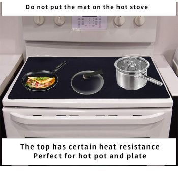 Black Premium Heat Resistant Stovetop Protector Mat - Waterproof, Anti-Slip & Easy Clean Kitchen Guard (61.5x53cm)