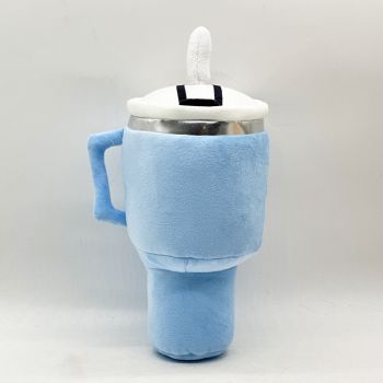 Blue Plush Travel Mug Squeaky Dog Toy - Soft Polyester Chew Toy for Boredom Relief & Interactive Fun - 31cm