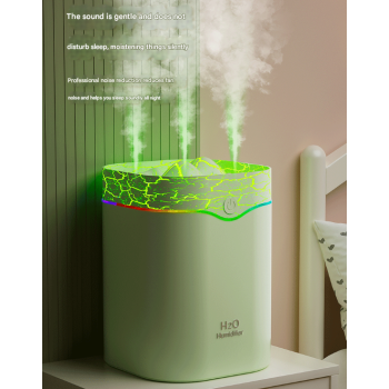White Volcano Style 2L Cool Mist Humidifier - Triple Nozzle with RGB LED & Quiet Operation