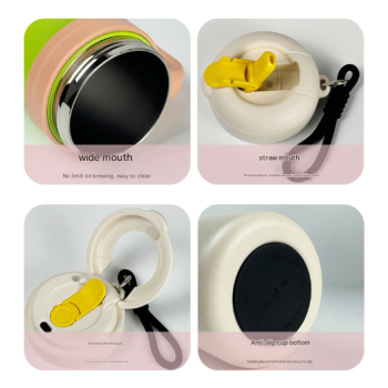 Blue and Purple 700ml Insulated Stainless Steel Tumbler with Handle, Dual-Sip Lid, Straw & Tea Infuser