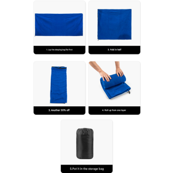 Dark Blue Versatile Double-Sided Fleece Bag Liner - Lightweight & Portable Travel Blanket for Camping & Outdoors