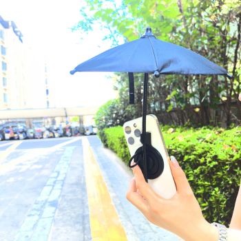 Yellow Magnetic Phone Umbrella Sun Shade - Clear Outdoor Screen Visor, Anti-Glare Mini Parasol for iPhone
