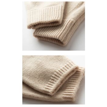 Dark Grey Color Block Cashmere Fingerless Gloves for Women Autumn Winter Outdoor Cold Protection Warm Knitted Gloves