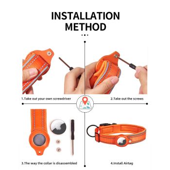 Size XL Red Reflective Adjustable Anti-Lost Pet Collar (For Apple AirTag - Collar Only, Tracker Not Included)