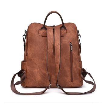 Black Chic Women's PU Leather Convertible Backpack - Anti-Theft Design, Multi-Pocket Shoulder Bag with Tassel