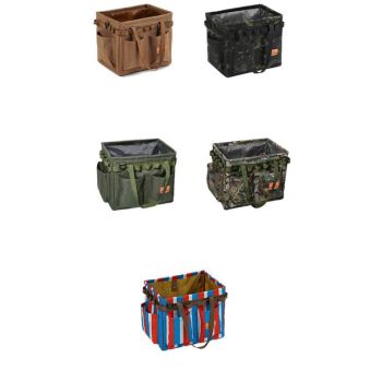 Black Camouflage Heavy Duty Foldable Outdoor Camping Storage Box - Oxford Cloth Collapsible Gear Organizer Tote with Pockets
