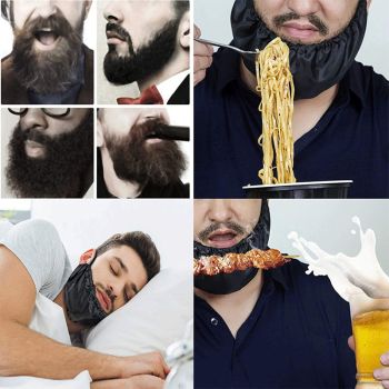5 Pcs Black Men's Reusable Beard Guard Bib - Protective Beard Cover for Eating and Sleeping - Black Beard Bonnet Apron