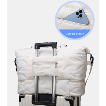 Green Stylish Quilted Duffel Bag for Travel & Gym - Large Capacity Weekender with Shoe Compartment and Wet Pocket