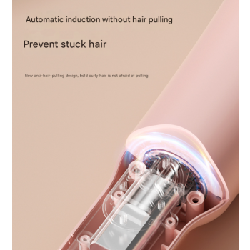 Black Portable Cordless Hair Curler - USB-C Rechargeable Automatic Hair Waver with Ceramic Barrel & Anti-Scald Design