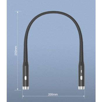 Black Hands-Free LED Neck Reading Light - USB Rechargeable with 3 Color & Brightness Modes, Flexible Gooseneck for Books, Crafts & Knitting