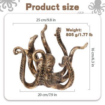 Blue Vintage Bronze Octopus Mug Holder - Decorative Resin Statue & Countertop Cup Rack