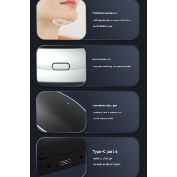 Black Smart Anti-Snoring Device - Rechargeable Pulse Throat Stimulator for Quieter Sleep