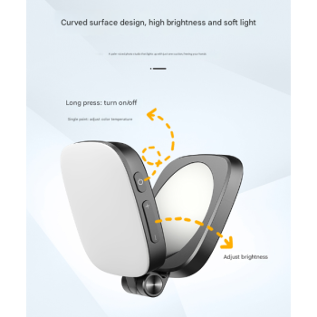 White Magnetic Foldable Selfie Light with Mirror - Rechargeable LED Fill Light for iPhone & Android Vlogging(Mobile phone is a shooting prop and is not included)