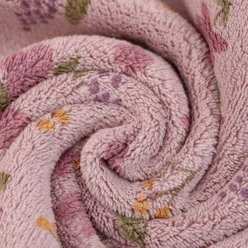 Pink Vintage Floral Lace Trim Towel Set - Ultra Soft Absorbent Coral Fleece Bath & Face Towel