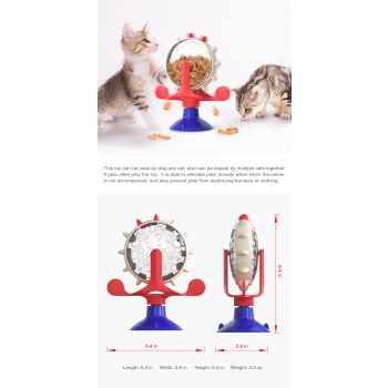 Yellow Interactive Pet Treat Dispenser - Spinning Wheel Food Puzzle Toy for Cats & Dogs with Suction Cup Base