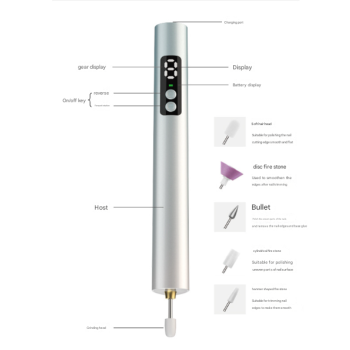 Purple Professional Electric Nail File Kit - Portable USB-C Rechargeable Manicure Drill with 6 Speeds & 5 Heads