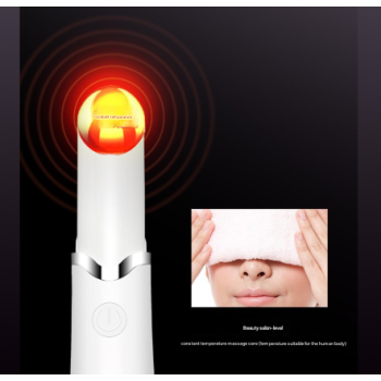 White Sonic Eye & Lip Massager with Red & Blue Light Therapy - Heated Vibrating Wand for Puffiness and Wrinkles