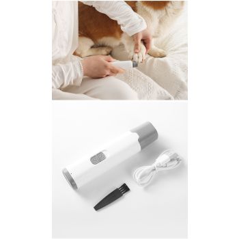 White Quiet Electric Pet Nail Grinder with LED Light - 2-Speed USB-C Rechargeable Trimmer for Dogs & Cats Grooming
