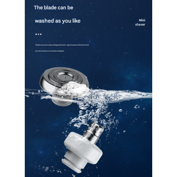 White Portable Mini Electric Shaver for Men - USB Fast-Charge Travel Razor with Washable Head & Nose Trimmer Attachment