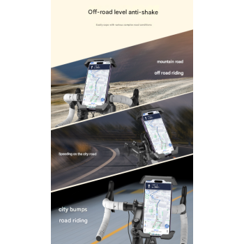 Black Heavy Duty Bike Phone Mount - Anti-Shake Motorcycle Holder with Secure Lock, 360 Rotation Cradle for All-Terrain Cycling