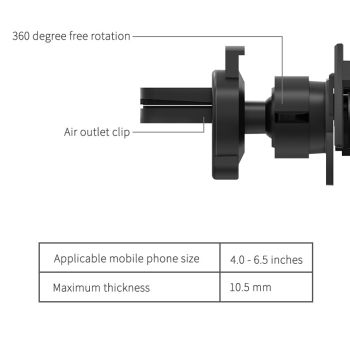 Black Creative Bat-Style Gravity Car Phone Mount - Secure Air Vent Holder with 360 Rotation