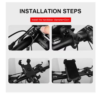 Yellow and Black Secure Grip Bike Phone Mount - Adjustable 360 Rotation Bicycle Handlebar Holder, Universal Cradle for MTB & Road Cycling