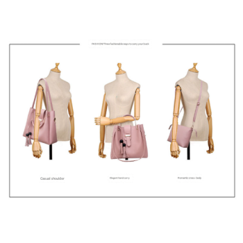 Pink Chic 3-Piece Women's Handbag Set - PU Leather Tote, Crossbody Bag & Clutch Purse