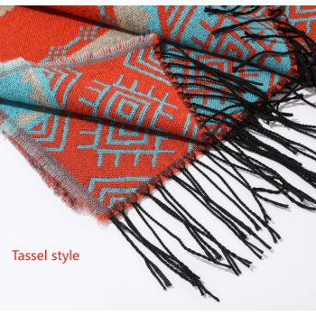 Black-grey Palindrome Fringe Bohemian Fringe Shawl Cloak - 160 x 135 cm Ethnic Inner Mongolia Style Double-Sided Scarf Cape