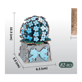 DIY 3D Wooden Pompon Flower Puzzle - 82-Piece Kids' Craft Toy