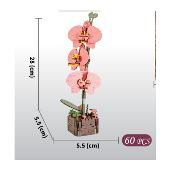 DIY 3D Wooden Butterfly Orchid Puzzle - 60-Piece Kids' Craft Toy