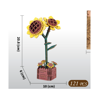Sunflower DIY 3D Wooden Flower Puzzle Toy - Educational Kids' Assembly Set