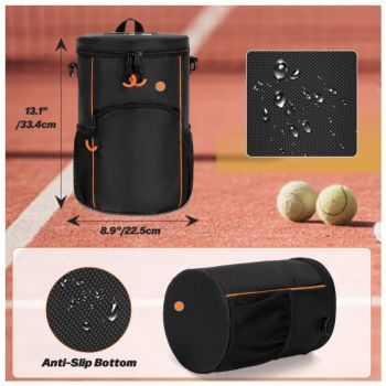 Versatile Tennis Baseball Lacrosse Bag with Multiple Pockets - Portable Black Design