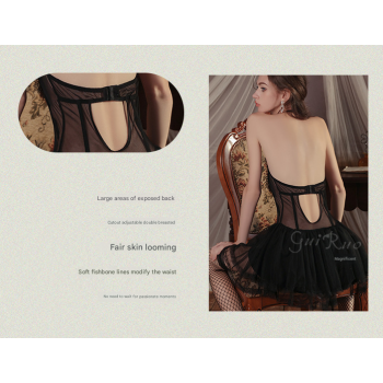 White Sexy Sheer Lace Nightgown Set - Tempting Lingerie Uniform for Women