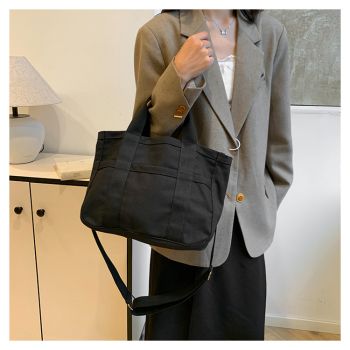 Black Stylish Multi-Functional Mommy Diaper Bag - Durable Canvas Tote