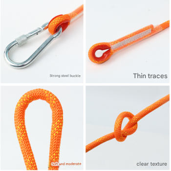 Red 10mm Double Hook Climbing Rope Set - 20m Durable Outdoor Safety Rescue Cord