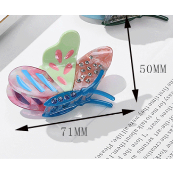 Pink Stylish 3-Piece Butterfly Acetate Hair Clip Set