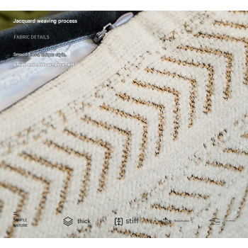 Black-beige 2PCS Luxe Thick Chenille Herringbone Pillow Cover - Solid Color Square Lumbar Pillow