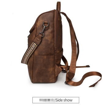 Coffee Stylish Anti-Theft Backpack for Women - Vintage PU Leather Convertible Rucksack & Shoulder Bag