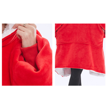 Wine Red Oversized Wearable Blanket Hoodie - Ultra Soft & Cozy Snuggle Pullover for Adults
