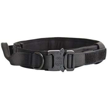 M Black Tactical Dog Collar - Heavy Duty Nylon Pet Collar for Medium & Large Dogs, Adjustable (3.8cm Width) 