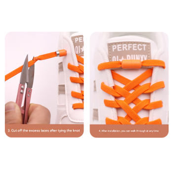 Navy Blue No-Tie Elastic Shoelaces with Quick Lock System - Flat Tieless Laces for Kids and Adults