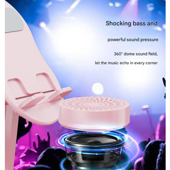 Black Magic Induction Speaker & Adjustable Phone Stand with RGB Lights