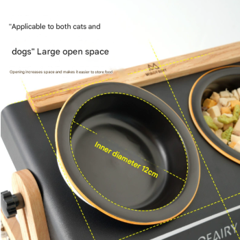 Adjustable Raised Pet Feeder - Modern Wood & Metal Stand with Dual Bowls for Cats & Dogs