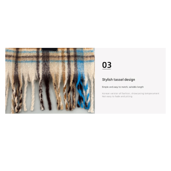 Grey-white Plaid Color-Block Women's Scarf - Autumn/Winter Thick Warm Neck Wrap with Tassels