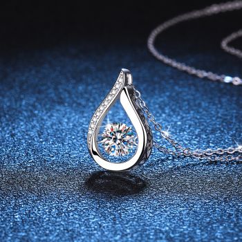 Dazzling Teardrop Dancing Moissanite Necklace S925 Sterling Silver Pendant
